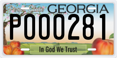 GA license plate POO0281
