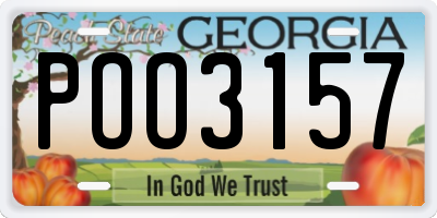 GA license plate POO3157