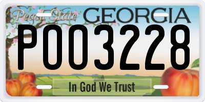 GA license plate POO3228