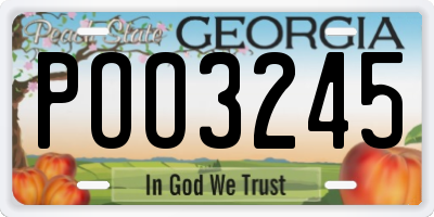 GA license plate POO3245