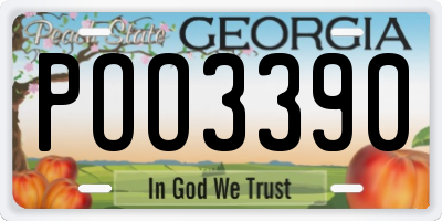 GA license plate POO3390