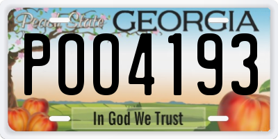 GA license plate POO4193