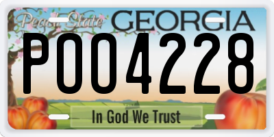 GA license plate POO4228