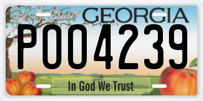 GA license plate POO4239
