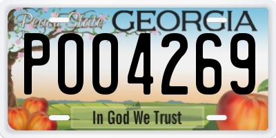 GA license plate POO4269