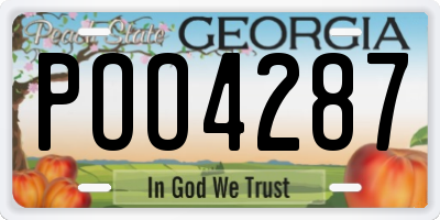 GA license plate POO4287