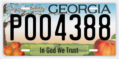 GA license plate POO4388