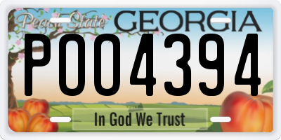 GA license plate POO4394