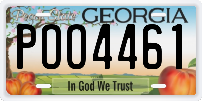 GA license plate POO4461