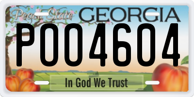 GA license plate POO4604