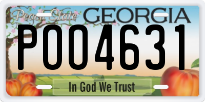 GA license plate POO4631