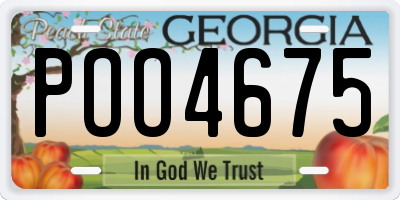 GA license plate POO4675