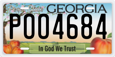 GA license plate POO4684