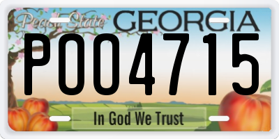 GA license plate POO4715