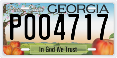 GA license plate POO4717