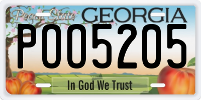 GA license plate POO5205
