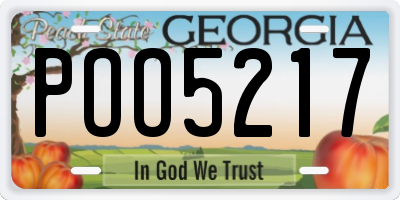 GA license plate POO5217