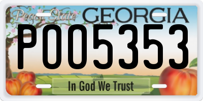 GA license plate POO5353