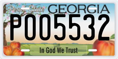 GA license plate POO5532