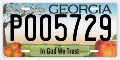 GA license plate POO5729