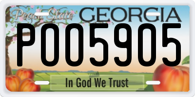 GA license plate POO5905