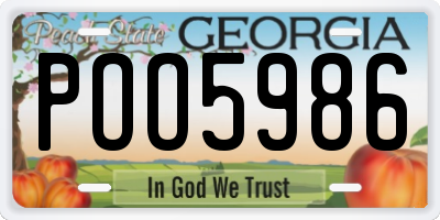 GA license plate POO5986