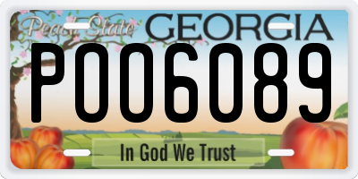GA license plate POO6089