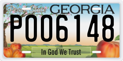 GA license plate POO6148