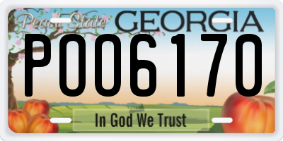 GA license plate POO6170