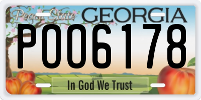 GA license plate POO6178