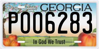 GA license plate POO6283
