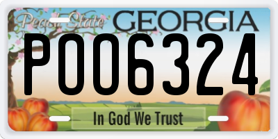 GA license plate POO6324