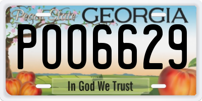 GA license plate POO6629