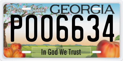 GA license plate POO6634