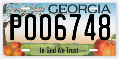 GA license plate POO6748