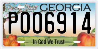 GA license plate POO6914