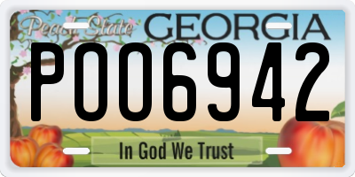 GA license plate POO6942