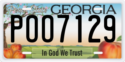 GA license plate POO7129