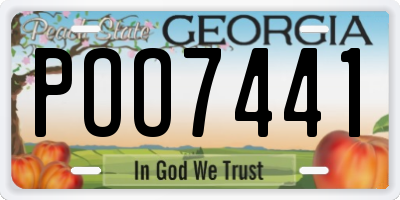 GA license plate POO7441