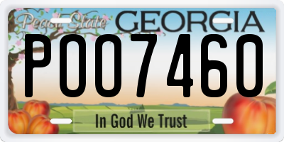 GA license plate POO7460