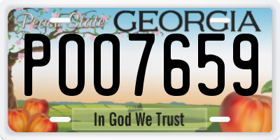 GA license plate POO7659