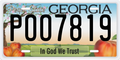 GA license plate POO7819