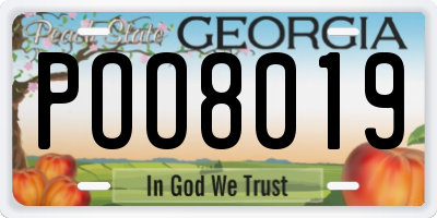GA license plate POO8019