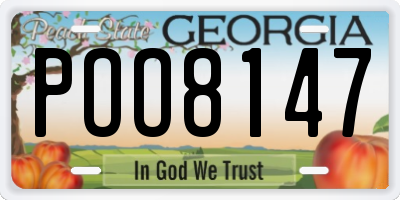 GA license plate POO8147