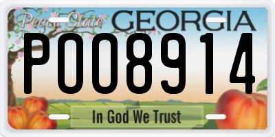 GA license plate POO8914