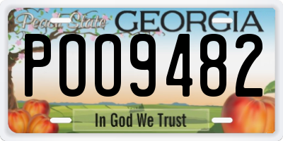 GA license plate POO9482