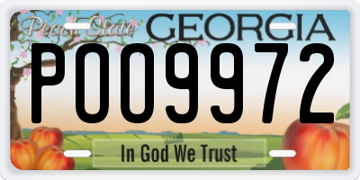 GA license plate POO9972
