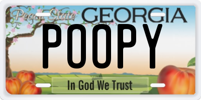 GA license plate POOPY