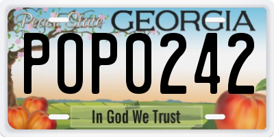 GA license plate POP0242