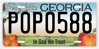 GA license plate POP0588